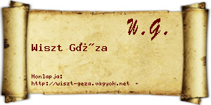 Wiszt Géza névjegykártya